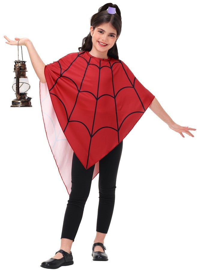 AOBUTE Unisex Kids Halloween Spider Web Lydia Cape Red Spiderweb Deetz Poncho Cloak Cartoon Vampire Outfits - Image 1